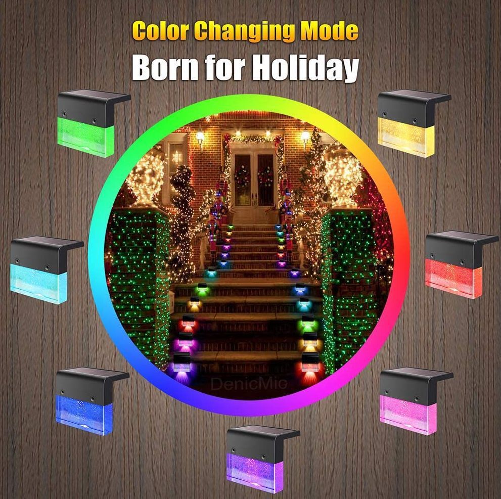 Waterproof New RGB LED Solar Light Step Fence Light - Image 8