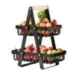 2-Tier Fruit Basket ,Fruit Bowl Holder Bread Basket Vegetable Rack, Detachable Fruit Holder for Fruit, Vegetables, Snacks